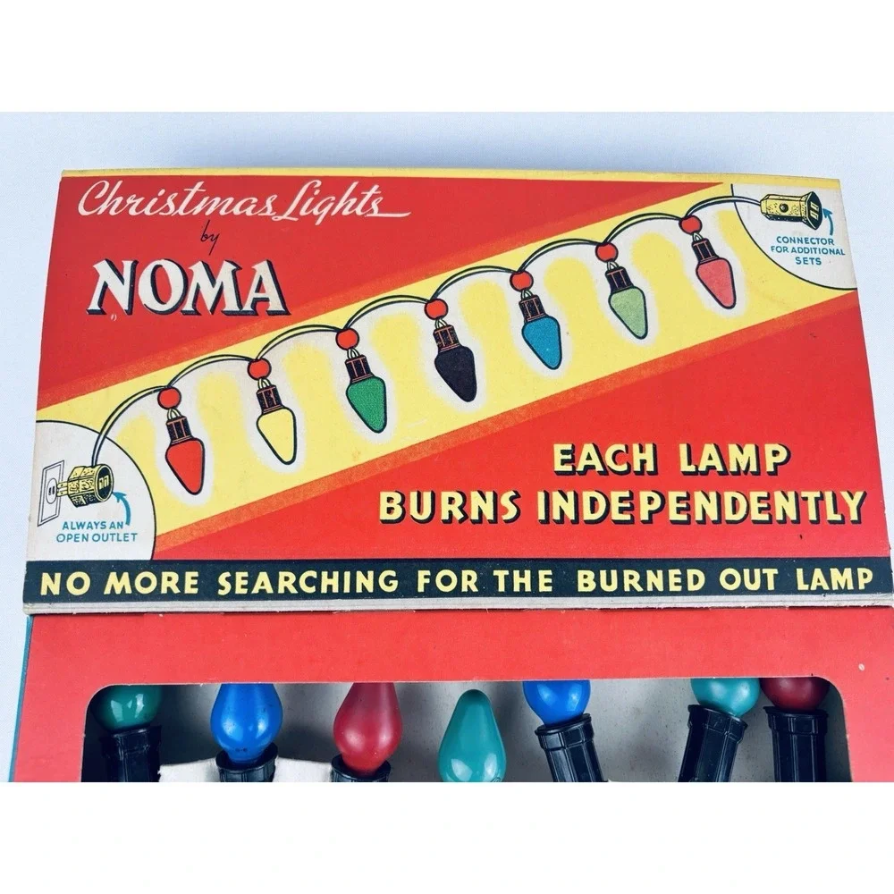 Vintage NOMA Christmas Lights #3010 Original Box MCM Holiday 1930s- 1940s Works